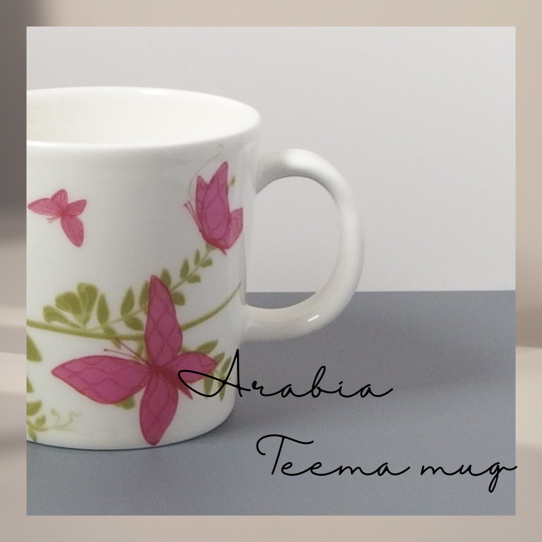 【北欧 ヴィンテージ】 Arabia (アラビア) Teema (ティーマ) mug Perhonen Neitoperho(Pink)