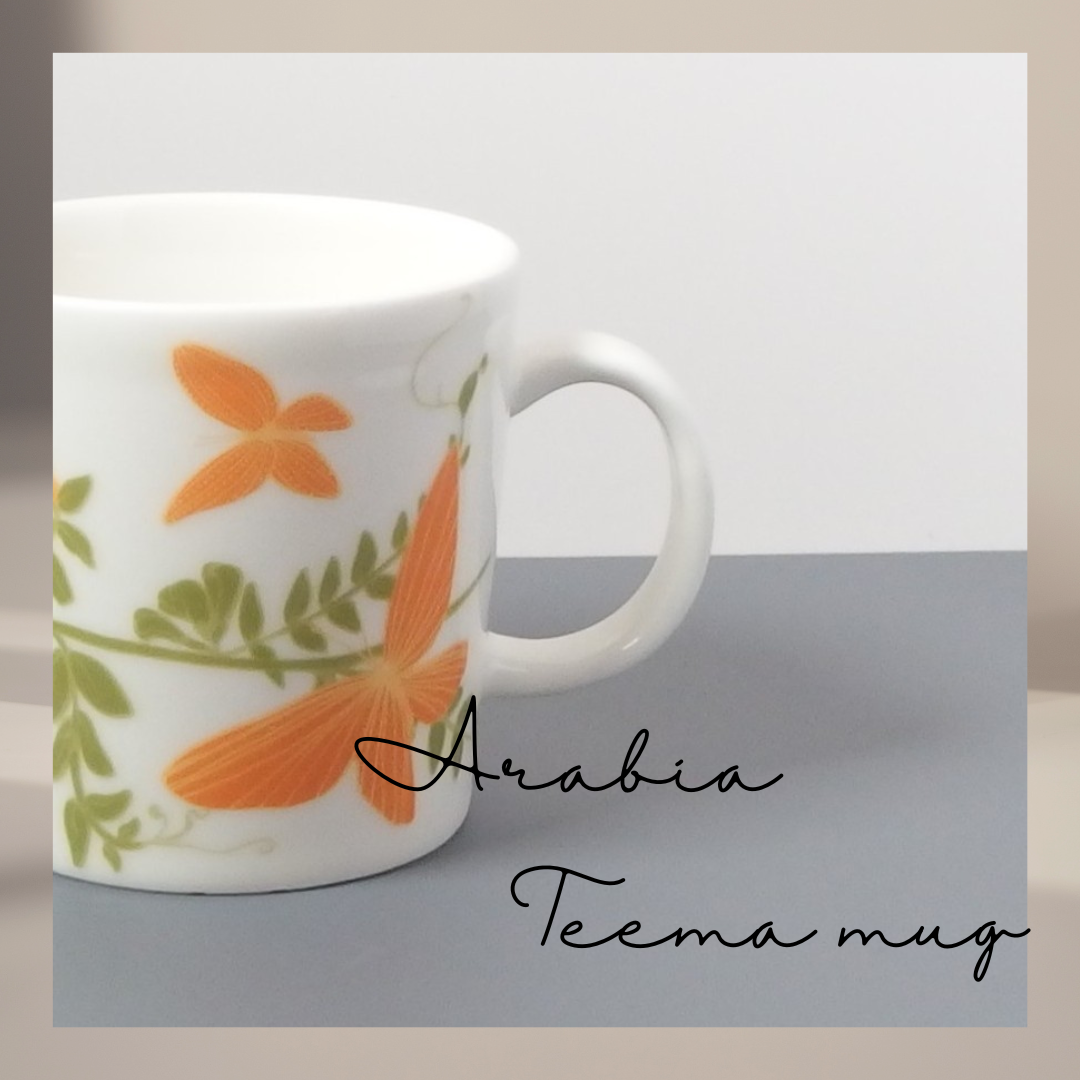 【北欧 ヴィンテージ】 Arabia (アラビア) Teema (ティーマ) mug Perhonen Kultasiipi(Orange)