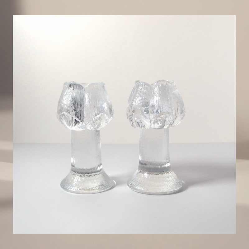 【北欧 スウェーデン ヴィンテージ】Kosta Boda (コスタ・ボダ) Rosebud candle holder