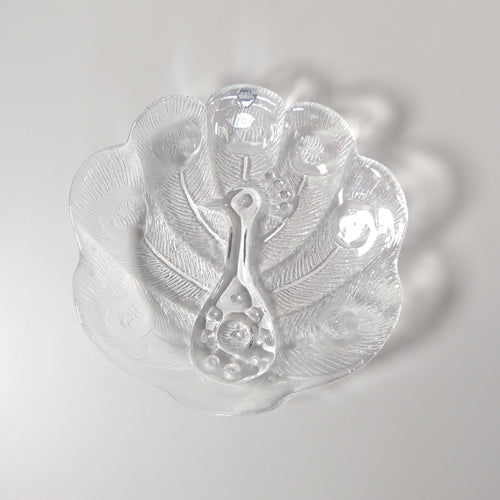 Orrefors (オレフォス) glass plate peacook │ 北欧 スウェーデン ヴィンテージ ガラスプレート 孔雀