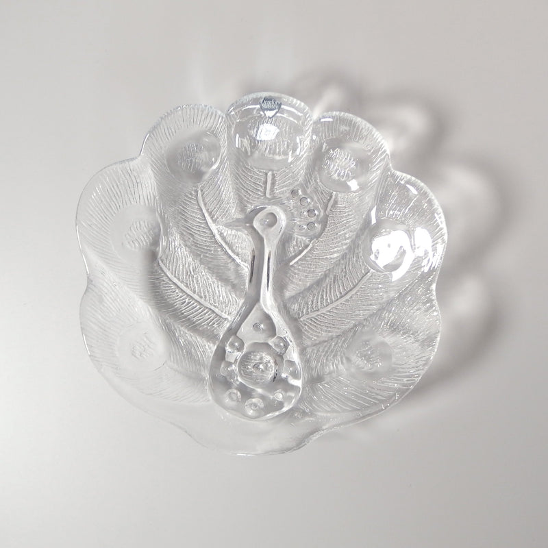 【北欧 スウェーデン ヴィンテージ】Orrefors (オレフォス) glass plate peacook
