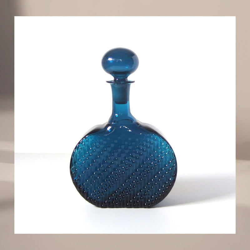 【北欧 フィンランド ヴィンテージ】Riihimaen Lasi (リーヒマエン・ラシ) Flindari 1709(フリンダリ)bottle turquoise
