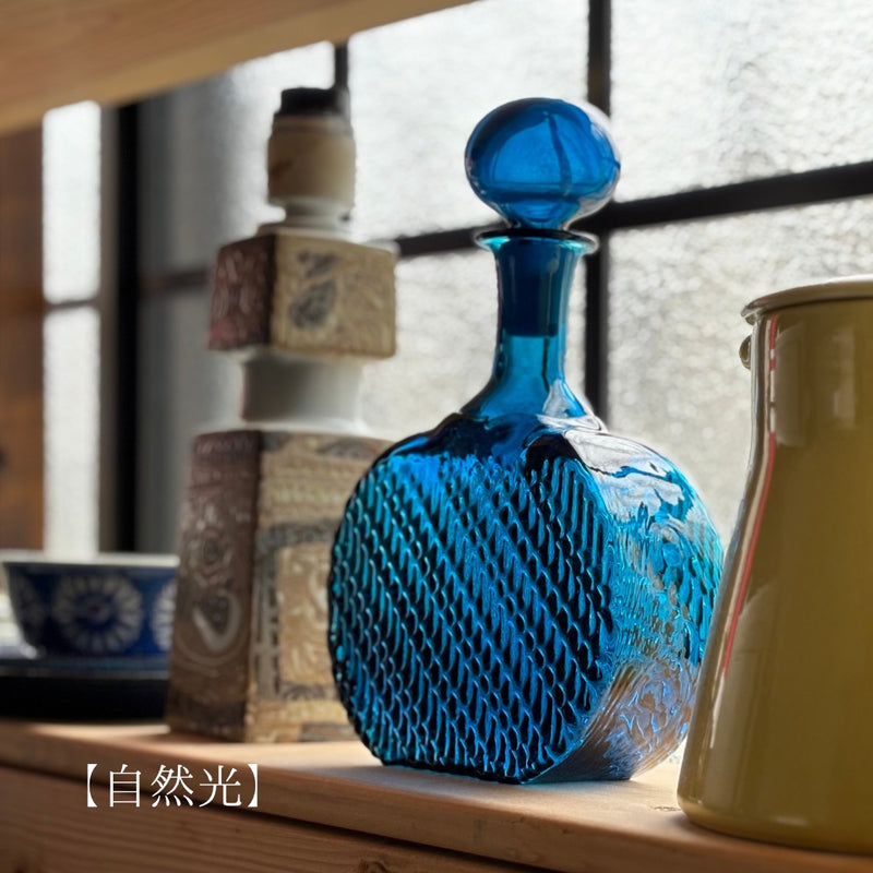 【北欧 フィンランド ヴィンテージ】Riihimaen Lasi (リーヒマエン・ラシ) Flindari 1709(フリンダリ)bottle turquoise