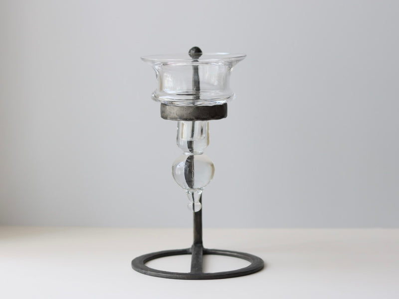 【北欧 スウェーデン ヴィンテージ】Boda Smid (ボダ・スミデ) Bertil Vallien(バーティル・ヴァリーン) candle stand glass/iron