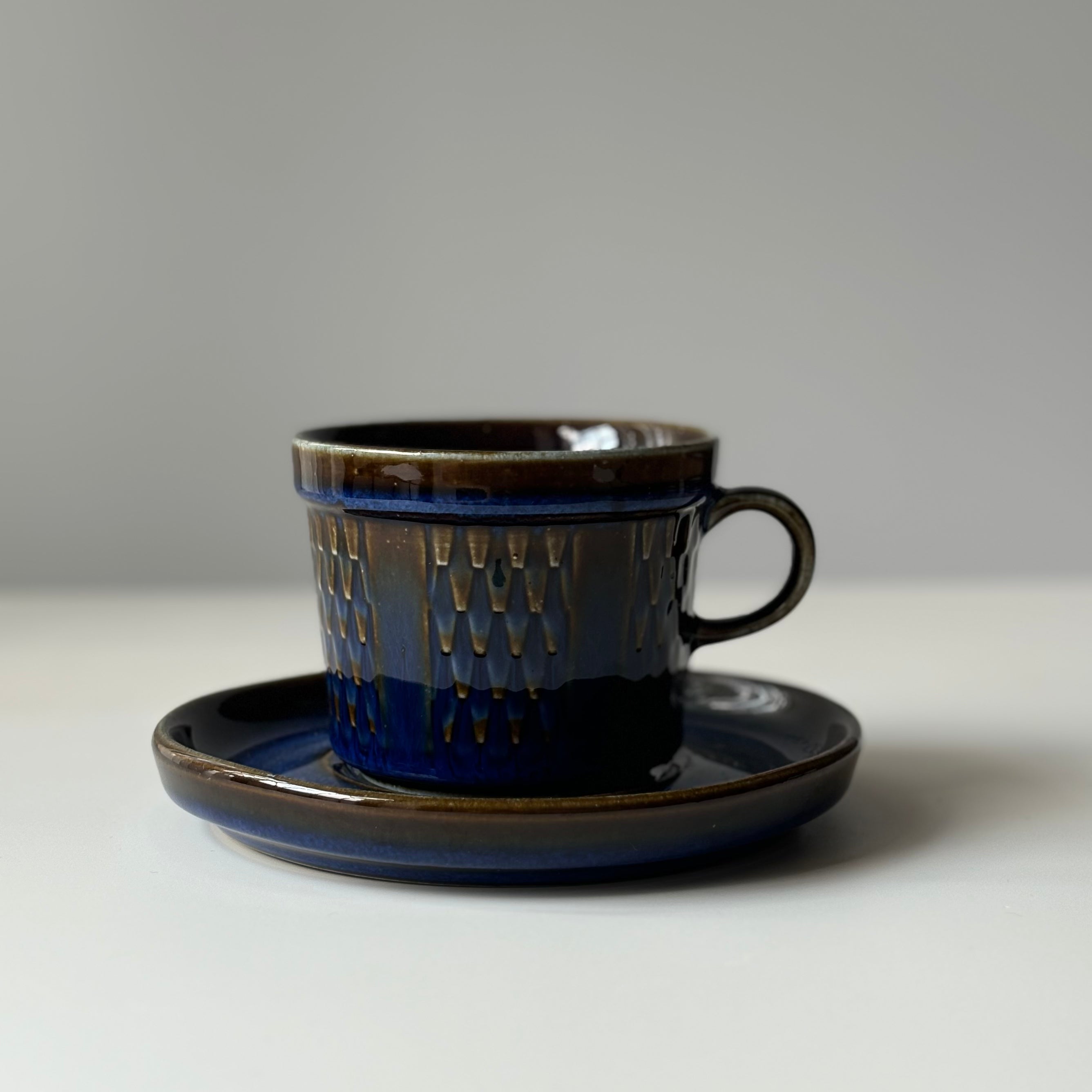 北欧ビンテージ・スーホルム / Søholm・角皿・18cm・ブルーxブラウン 北欧ビンテージ・スーホルム / Søholm・角皿・18cm・ブルーxブラウン