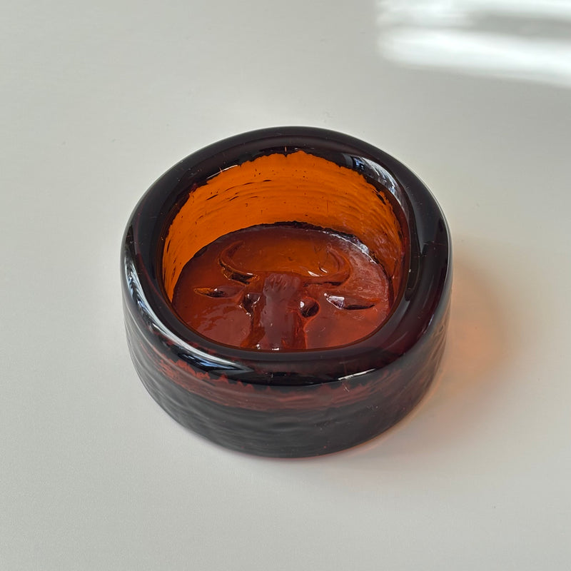 【北欧 スウェーデン ヴィンテージ】Boda (ボダ)Erik Höglund(エリック・ホグラン)ashtray amber cow