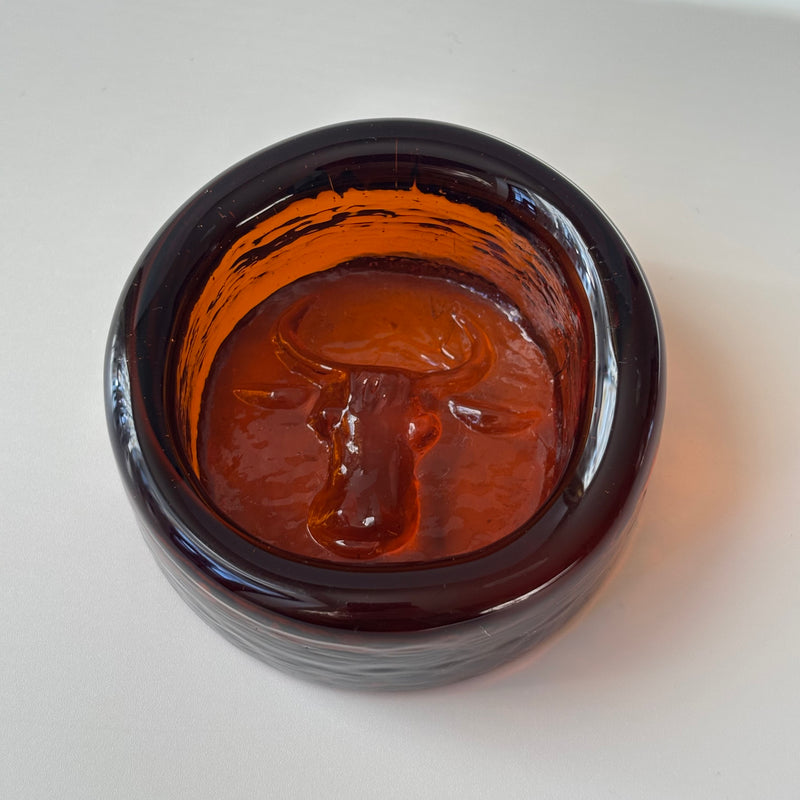 【北欧 スウェーデン ヴィンテージ】Boda (ボダ)Erik Höglund(エリック・ホグラン)ashtray amber cow