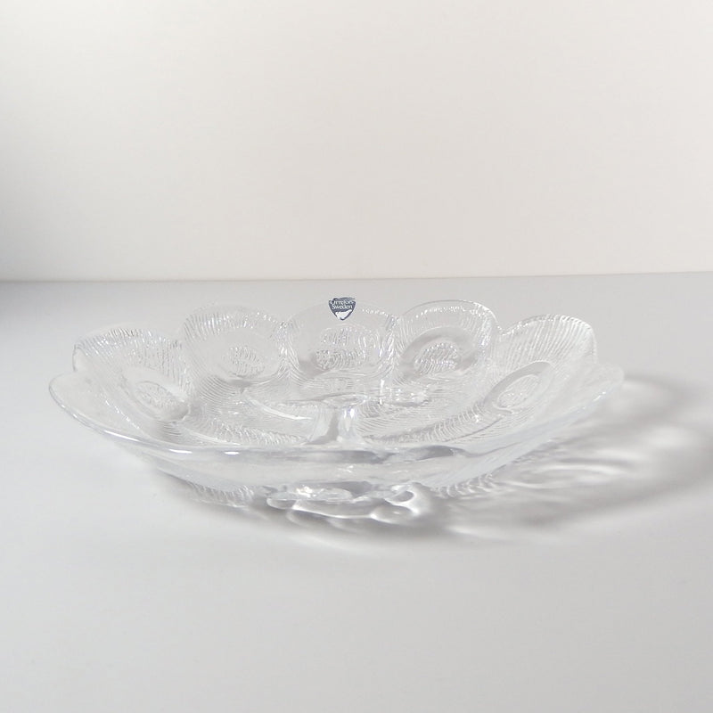 【北欧 スウェーデン ヴィンテージ】Orrefors (オレフォス) glass plate peacook
