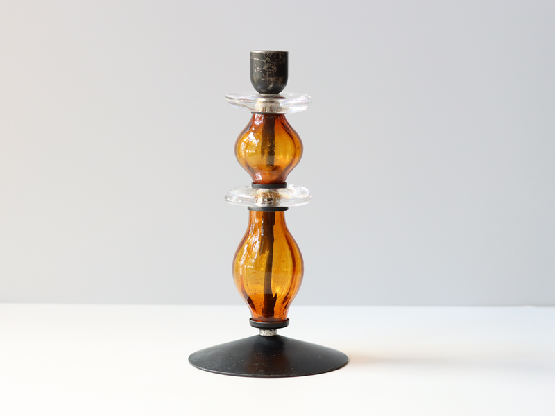 Boda (ボダ)Erik Höglund(エリック・ホグラン)candle stand amber │ 北欧 スウェーデン ヴィンテージ キャンドルスタンド ガラス/アイアン