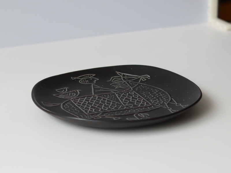 Gustavsberg (グスタフスベリ) Stig Lindberg(スティグ・リンドベリ) Piazza(ピアッツァ) 19.5cm plate black horse │ 北欧 スウェーデン ヴィンテージ プレート 馬 陶磁器