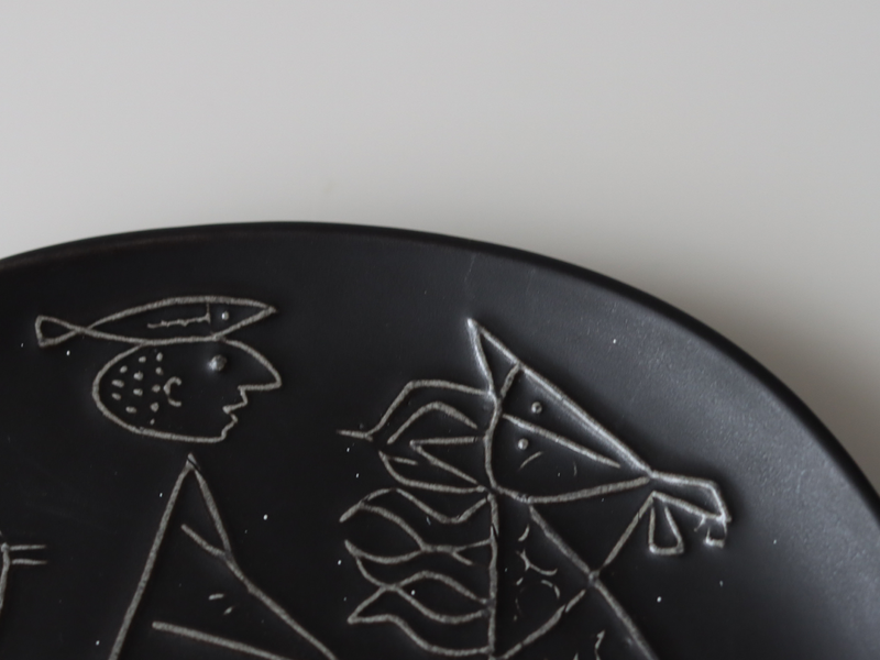 Gustavsberg (グスタフスベリ) Stig Lindberg(スティグ・リンドベリ) Piazza(ピアッツァ) 19.5cm plate black horse │ 北欧 スウェーデン ヴィンテージ プレート 馬 陶磁器