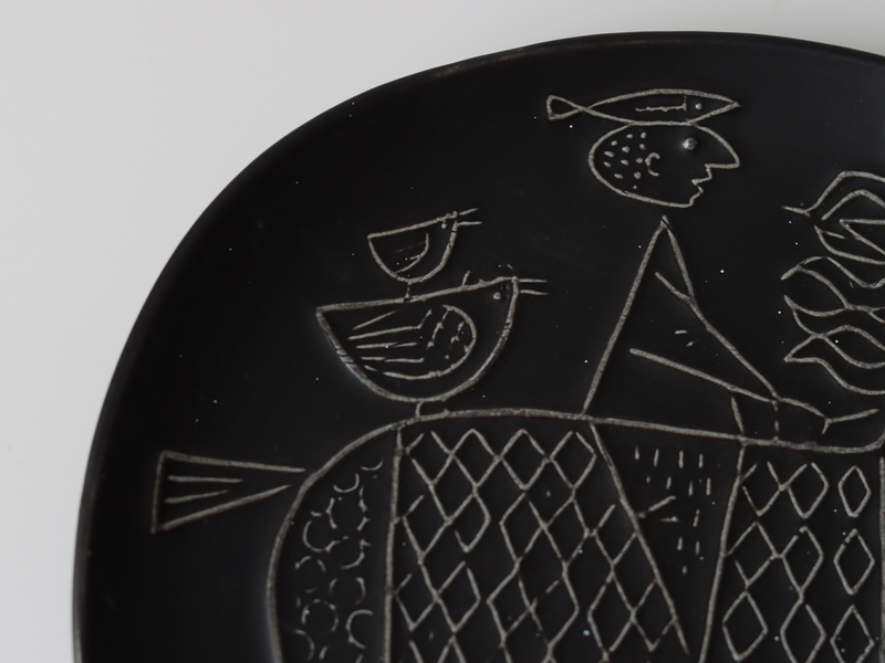 Gustavsberg (グスタフスベリ) Stig Lindberg(スティグ・リンドベリ) Piazza(ピアッツァ) 19.5cm plate black horse │ 北欧 スウェーデン ヴィンテージ プレート 馬 陶磁器