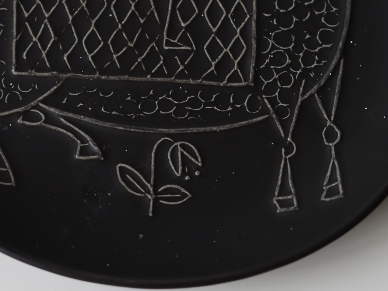 Gustavsberg (グスタフスベリ) Stig Lindberg(スティグ・リンドベリ) Piazza(ピアッツァ) 19.5cm plate black horse │ 北欧 スウェーデン ヴィンテージ プレート 馬 陶磁器
