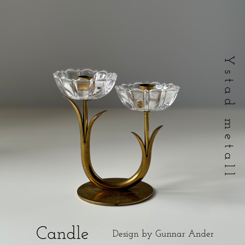 【北欧 スウェーデン ヴィンテージ】Ystad metall (イースタッド・メタル) candle stand glass