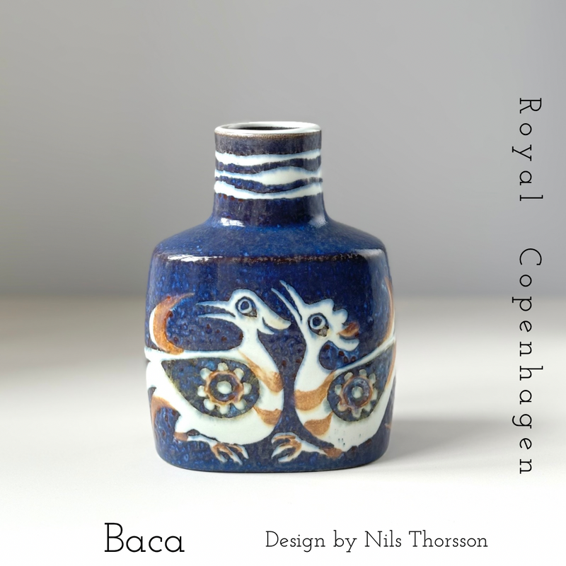 【北欧 デンマーク ヴィンテージ】Royal copenhagen (ロイヤルコペンハーゲン) Baca (バッカ) vase bird 3207 NT