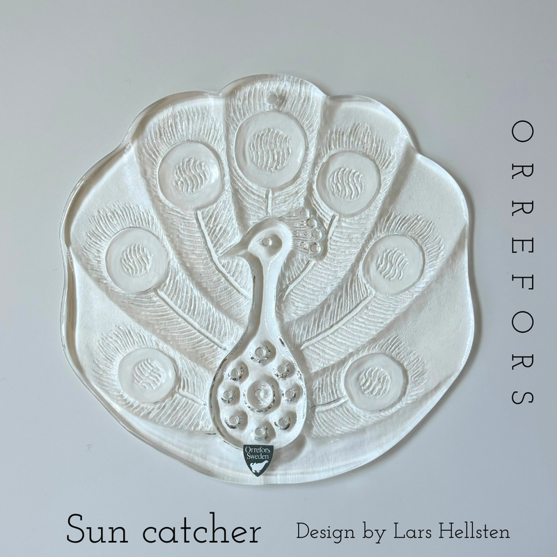 【北欧 スウェーデン ヴィンテージ】Orrefors (オレフォス) suncatcher peacook