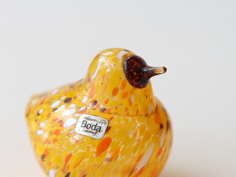 Boda Bird S Bertil Vallien（バーティル・ヴァリーン）│ 北欧 スウェーデン ヴィンテージ 鳥 オブジェ ガラス イエロー/オレンジ