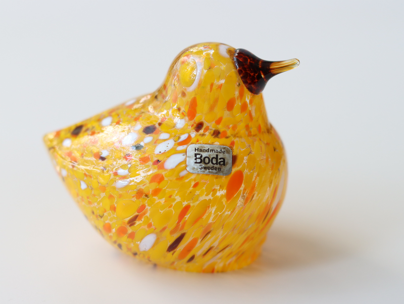 Boda Bird S Bertil Vallien（バーティル・ヴァリーン）│ 北欧 スウェーデン ヴィンテージ 鳥 オブジェ ガラス イエロー/オレンジ