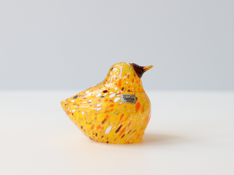 Boda Bird S Bertil Vallien（バーティル・ヴァリーン）│ 北欧 スウェーデン ヴィンテージ 鳥 オブジェ ガラス イエロー/オレンジ