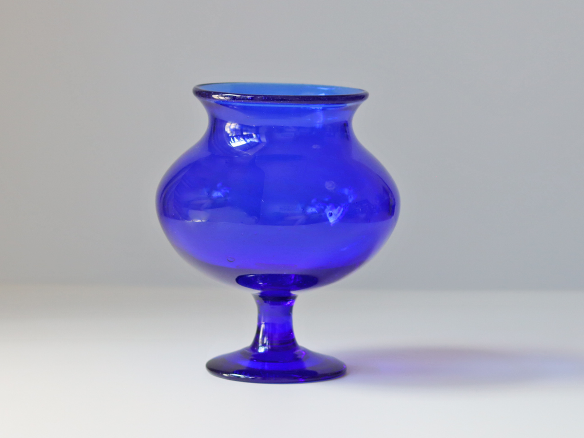 Boda （ボダ）Erik Höglund（エリック・ホグラン）foot vase blue H15cm 2080 │ 北欧 スウェーデン ヴィンテージ ガラスベース 花瓶