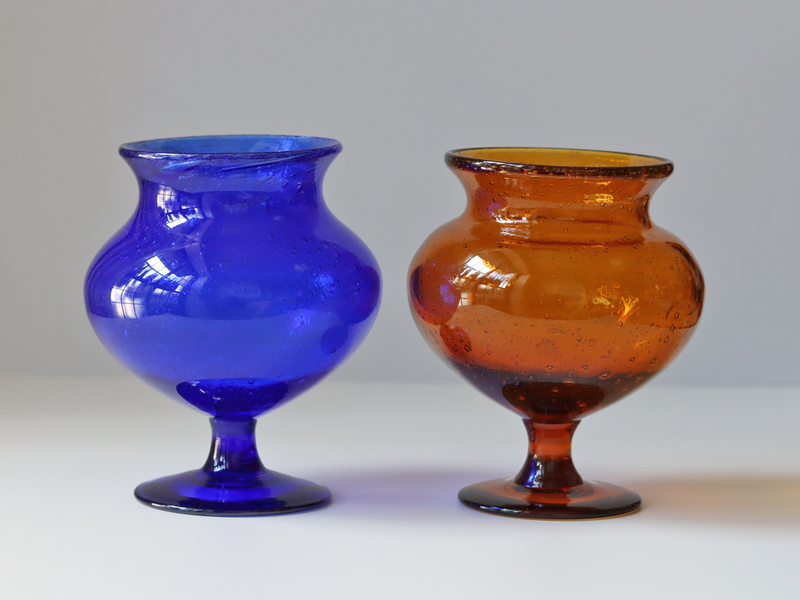 Boda （ボダ）Erik Höglund（エリック・ホグラン）foot vase blue H15cm 2079 │ 北欧 スウェーデン ヴィンテージ ガラスベース 花瓶