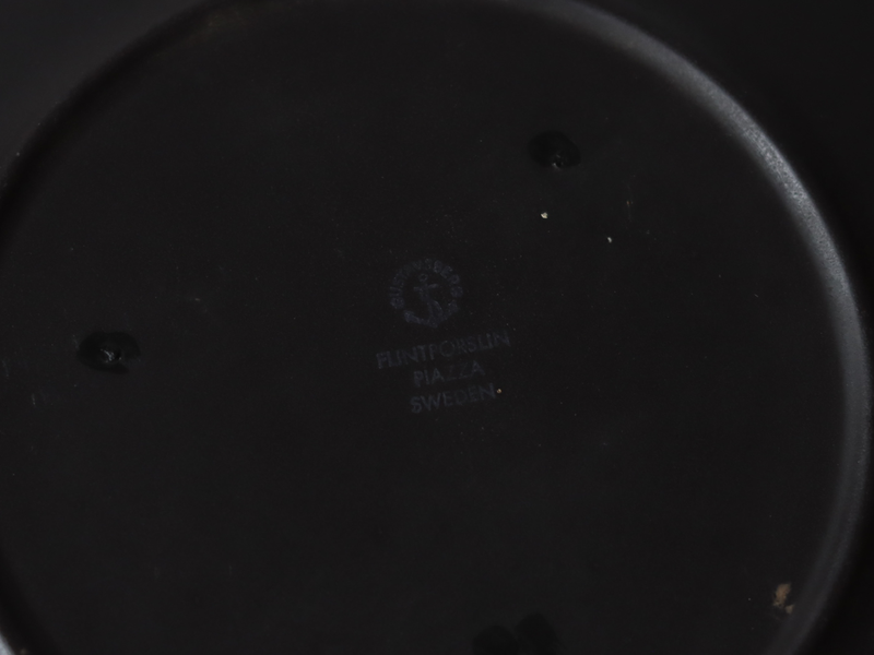 Gustavsberg （グスタフスベリ） Stig Lindberg（スティグ・リンドベリ） Piazza（ピアッツァ） 19.5cm plate black ship │ 北欧 スウェーデン ヴィンテージ プレート 船 陶磁器