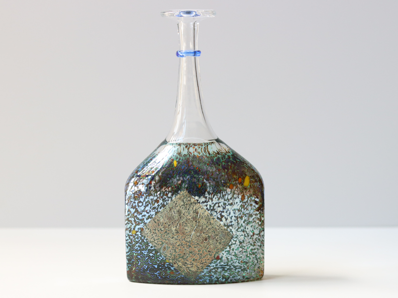 Kosta Boda （コスタ・ボダ） Bertil Vallien（バーティル・ヴァリーン）Satellite bottle vase blue 89251 │ 北欧 スウェーデン ヴィンテージ 一輪挿し ガラス