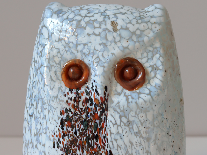 Boda（ボダ） Owls L ガラスフクロウ オブジェ ホワイト / Bertil Vallien ｜ 北欧ヴィンテージ スウェーデン