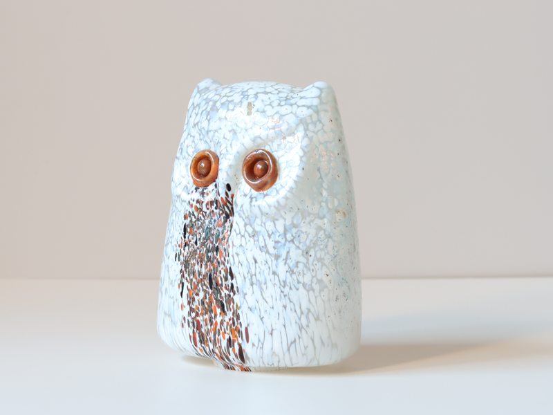 Boda（ボダ） Owls L ガラスフクロウ オブジェ ホワイト / Bertil Vallien ｜ 北欧ヴィンテージ スウェーデン