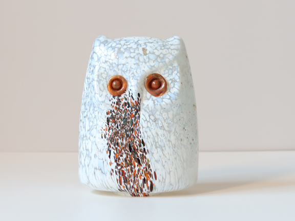 Boda（ボダ） Owls L ガラスフクロウ オブジェ ホワイト / Bertil