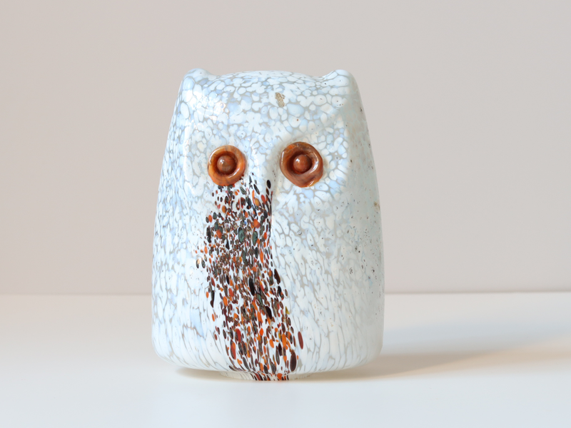 Boda（ボダ） Owls L ガラスフクロウ オブジェ ホワイト / Bertil Vallien ｜ 北欧ヴィンテージ スウェーデン