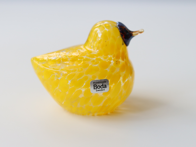 Boda Bird S Bertil Vallien（バーティル・ヴァリーン）│ 北欧 スウェーデン ヴィンテージ 鳥 ガラス オブジェ イエロー