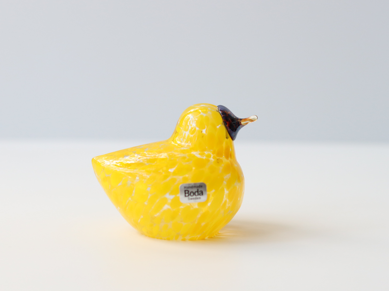 Boda Bird S Bertil Vallien（バーティル・ヴァリーン）│ 北欧 スウェーデン ヴィンテージ 鳥 ガラス オブジェ イエロー