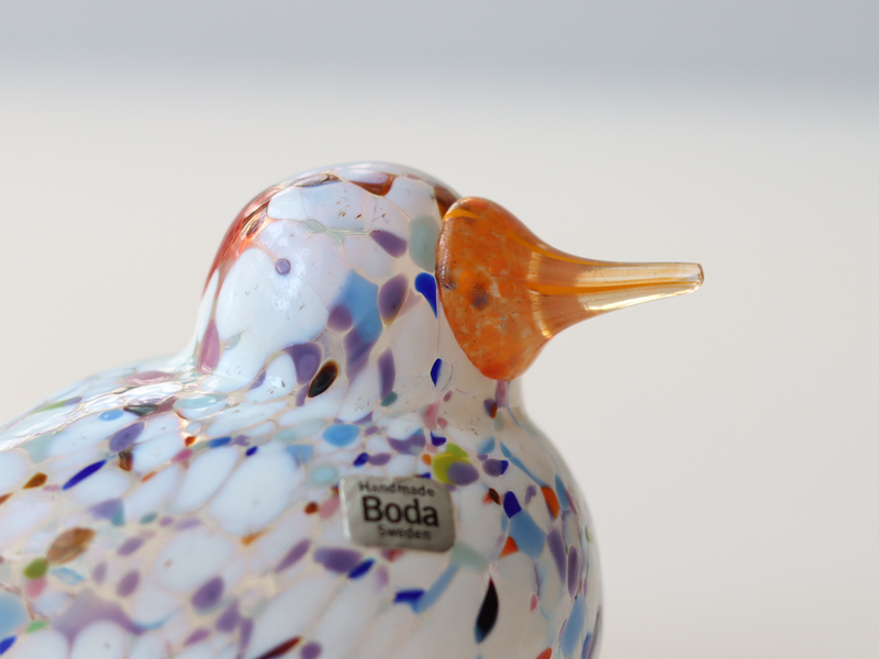 Boda Bird M Bertil Vallien（バーティル・ヴァリーン）│ 北欧 スウェーデン ヴィンテージ 鳥 ガラス オブジェ ホワイト