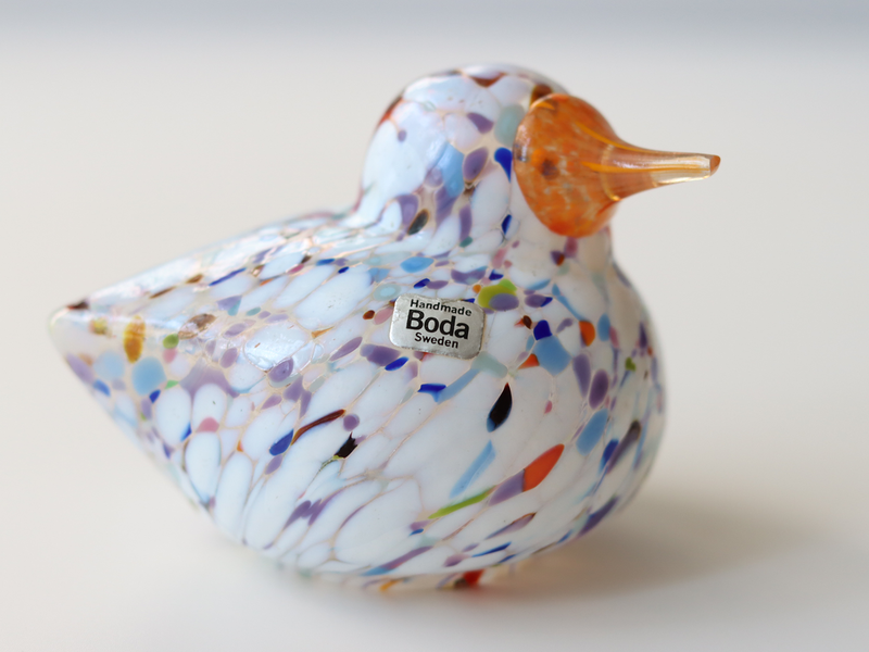 Boda Bird M Bertil Vallien（バーティル・ヴァリーン）│ 北欧 スウェーデン ヴィンテージ 鳥 ガラス オブジェ ホワイト