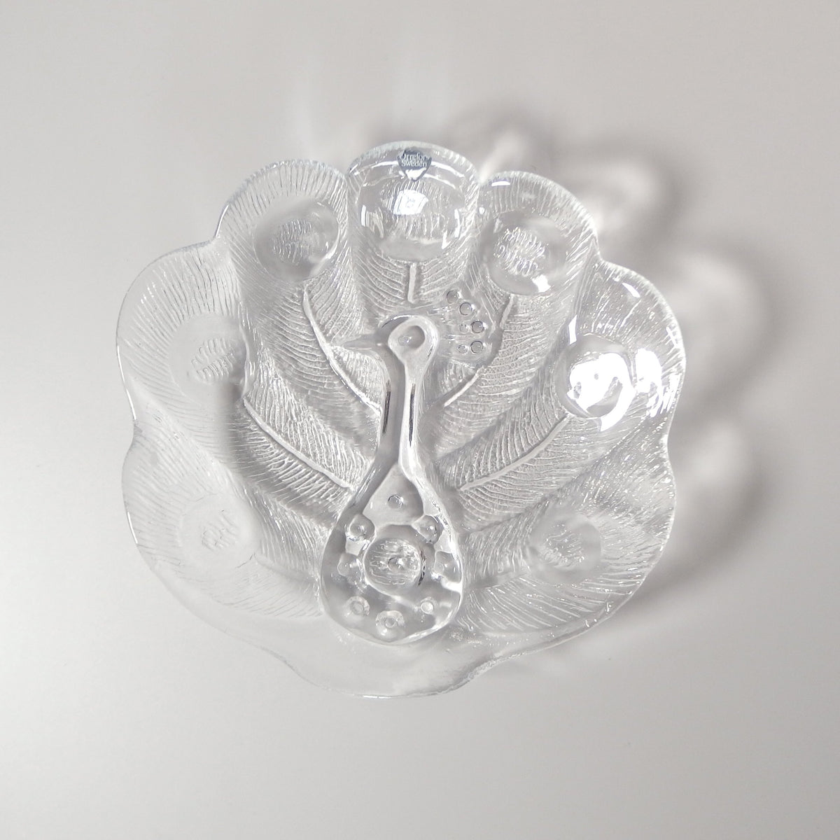 【北欧 スウェーデン ヴィンテージ】Orrefors （オレフォス） glass plate peacook