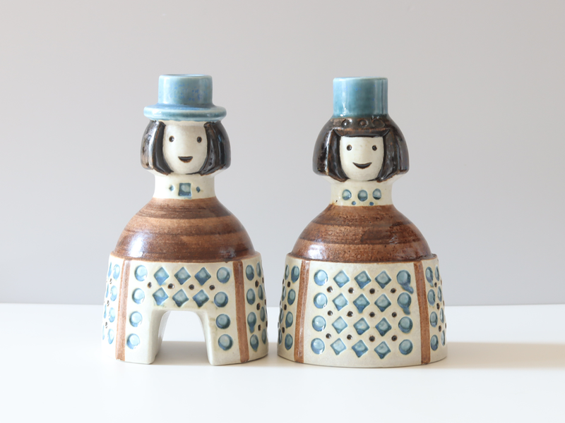 Gustavsberg（グスタフスベリ） Brud & Brudgum キャンドルホルダー 2体セット / Britt-Louise Sundell｜ 北欧ヴィンテージ スウェーデン