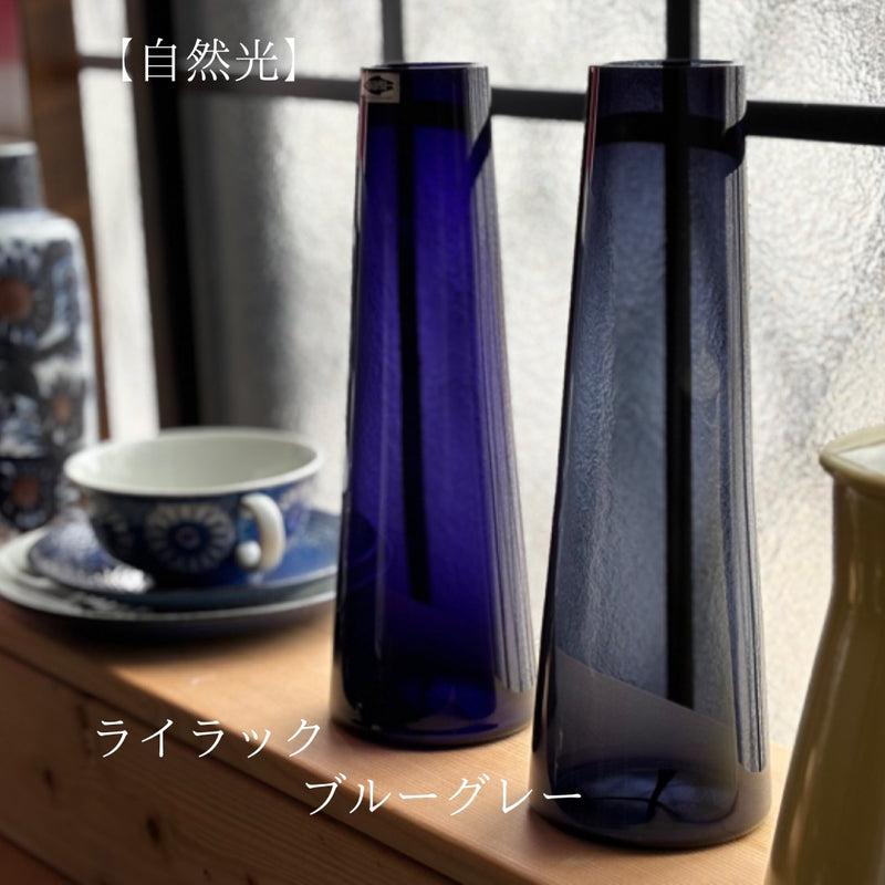 Nuutajarvi（ヌータヤルヴィ） Saara Hopea（サーラ・ホペア）SH105 flower vase blue-gray │ 北欧 フィンランド ヴィンテージ 花瓶 ブルーグレー ガラス