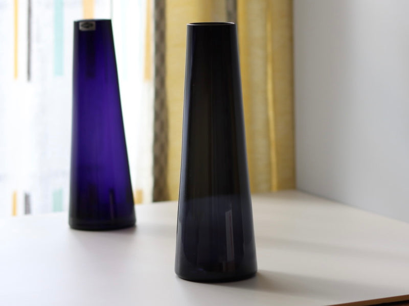 Nuutajarvi（ヌータヤルヴィ） Saara Hopea（サーラ・ホペア）SH105 flower vase blue-gray │ 北欧 フィンランド ヴィンテージ 花瓶 ブルーグレー ガラス