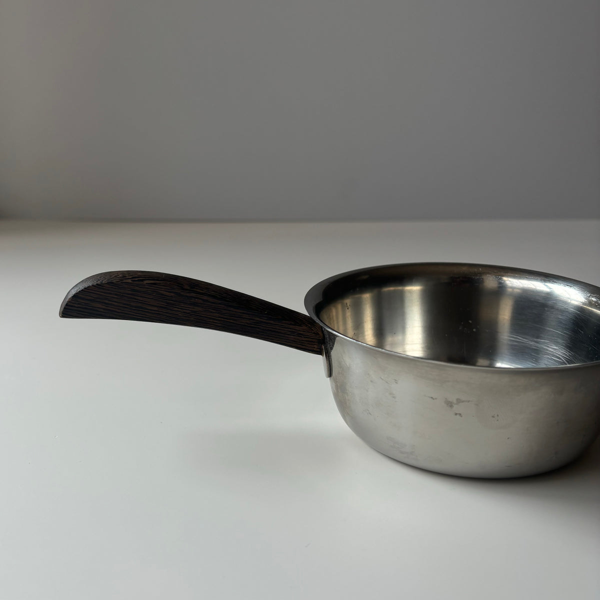 Teak butter pourer │ 北欧ヴィンテージ デンマーク チーク/ステンレス バターパン 陶磁器