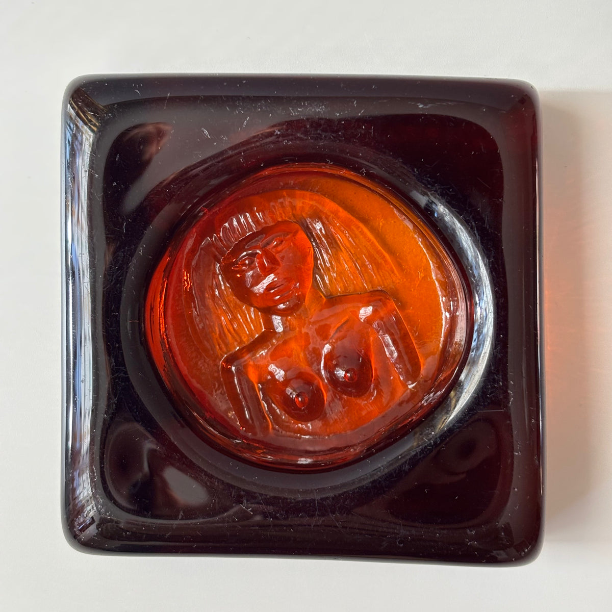 【北欧 スウェーデン ヴィンテージ】Boda （ボダ）Erik Höglund（エリック・ホグラン）ashtray amber women