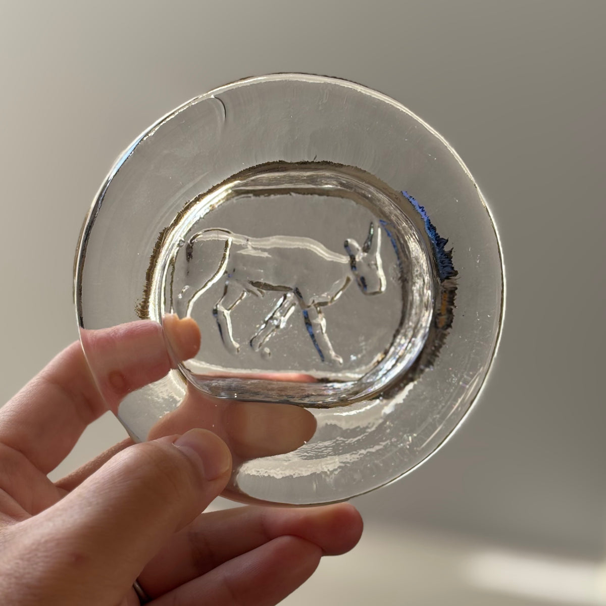 【北欧 スウェーデン ヴィンテージ】Boda （ボダ）Erik Höglund（エリック・ホグラン）ashtray clear cow