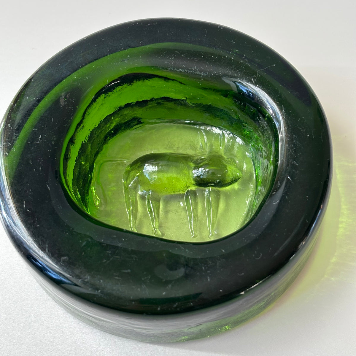 Boda （ボダ）Erik Höglund（エリック・ホグラン）ashtray green cat │ 北欧 スウェーデン ヴィンテージ アッシュトレイ 猫 グリーン ガラス 1776