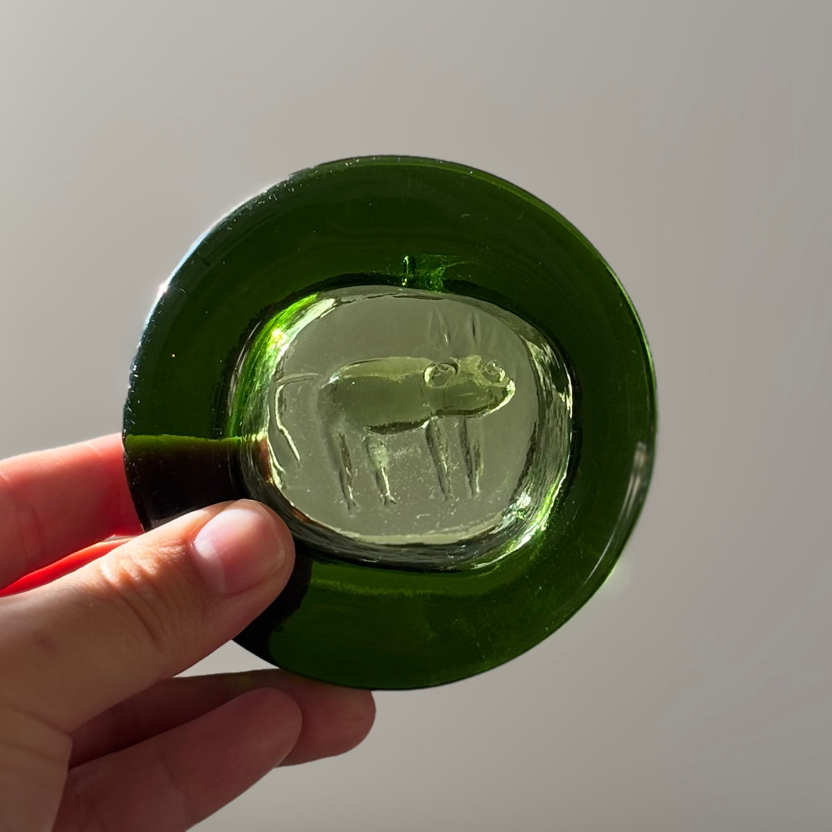Boda （ボダ）Erik Höglund（エリック・ホグラン）ashtray green cat │ 北欧 スウェーデン ヴィンテージ アッシュトレイ 猫 グリーン ガラス 1776