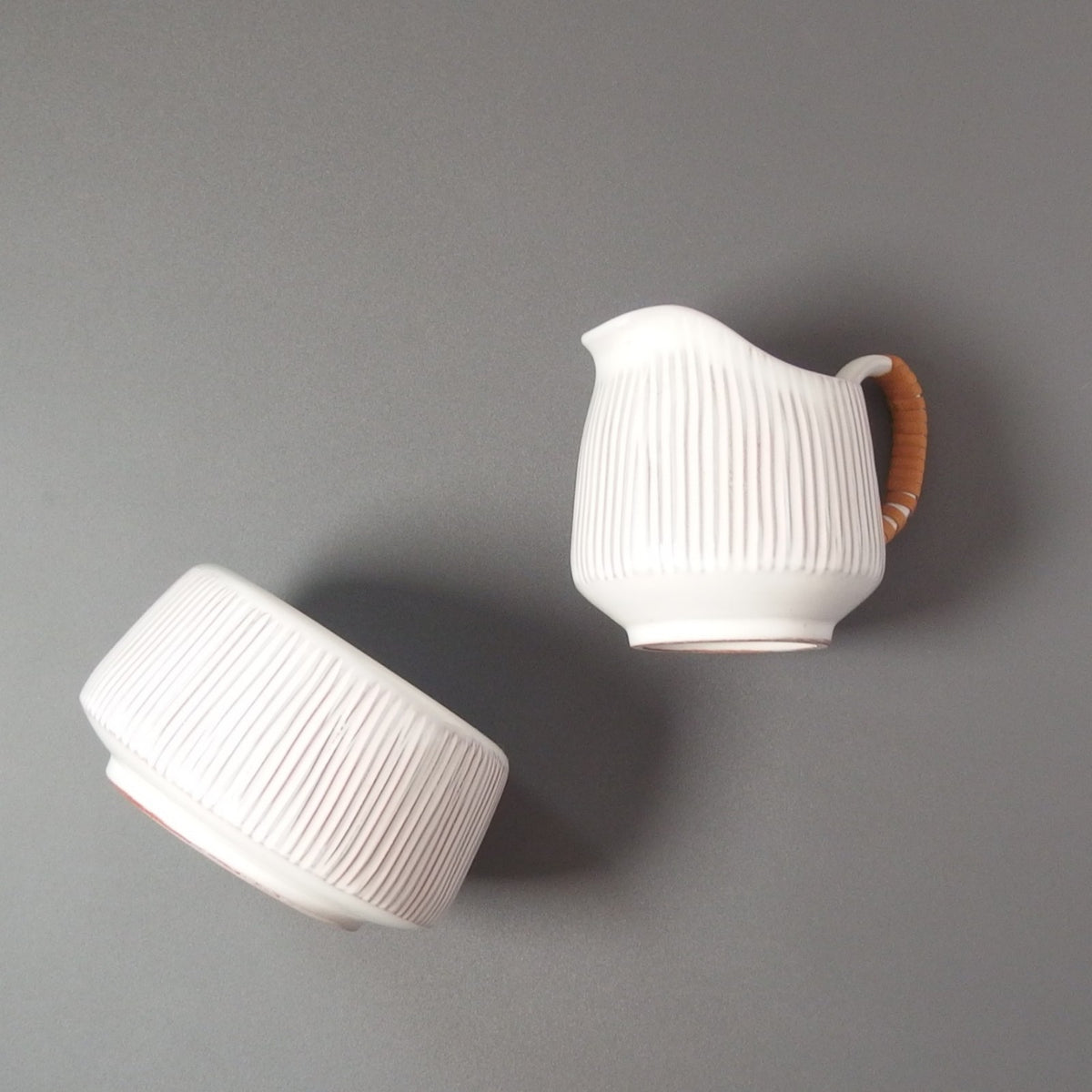 Løvemose （ロウエモーズ） Hvidsten creamer & sugar bowl │ 北欧ヴィンテージ デンマーク 食器 ボウル クリーマー 陶磁器