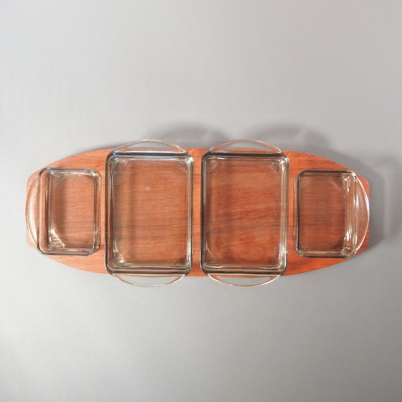 Teak/Glass serving dish │ 北欧ヴィンテージ デンマーク チーク/ガラス