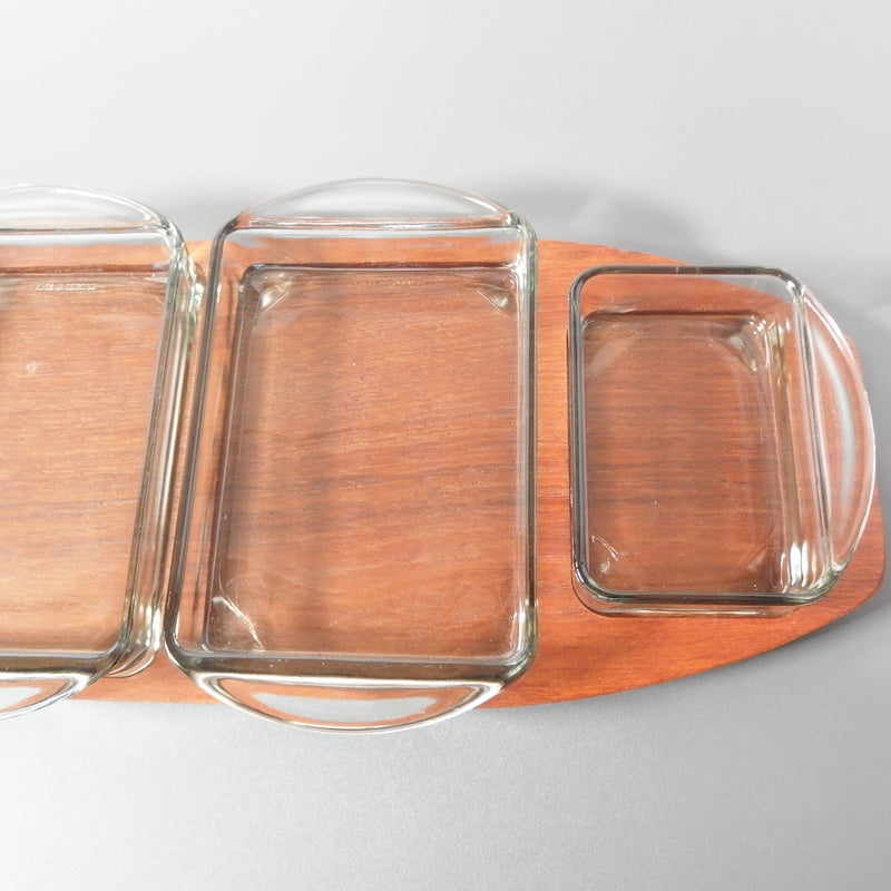 Teak/Glass serving dish │ 北欧ヴィンテージ デンマーク チーク/ガラス