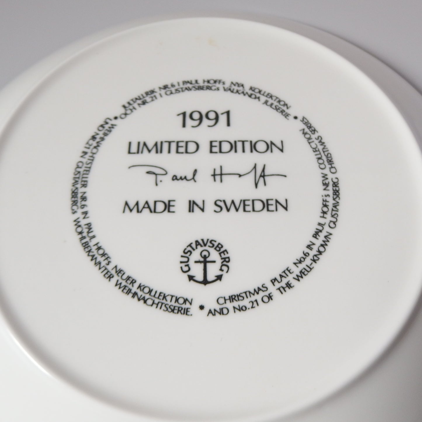 【北欧 スウェーデン ヴィンテージ】Gustavsberg （グスタフスベリ） christmas plate 1991