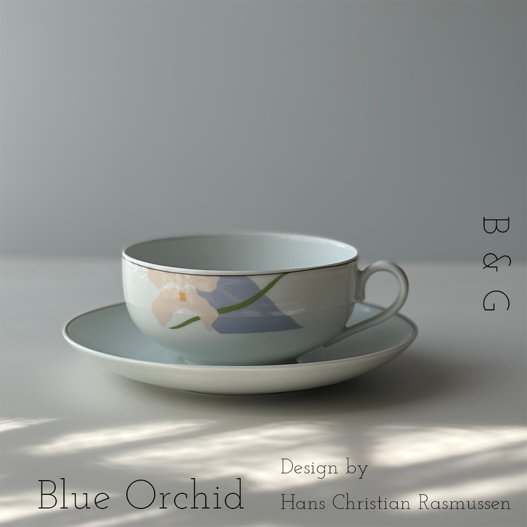 【北欧 デンマーク ヴィンテージ】B&G（ビング・オー・グレンダール） Blue Orchid（ブルーオーキッド） tea C/S