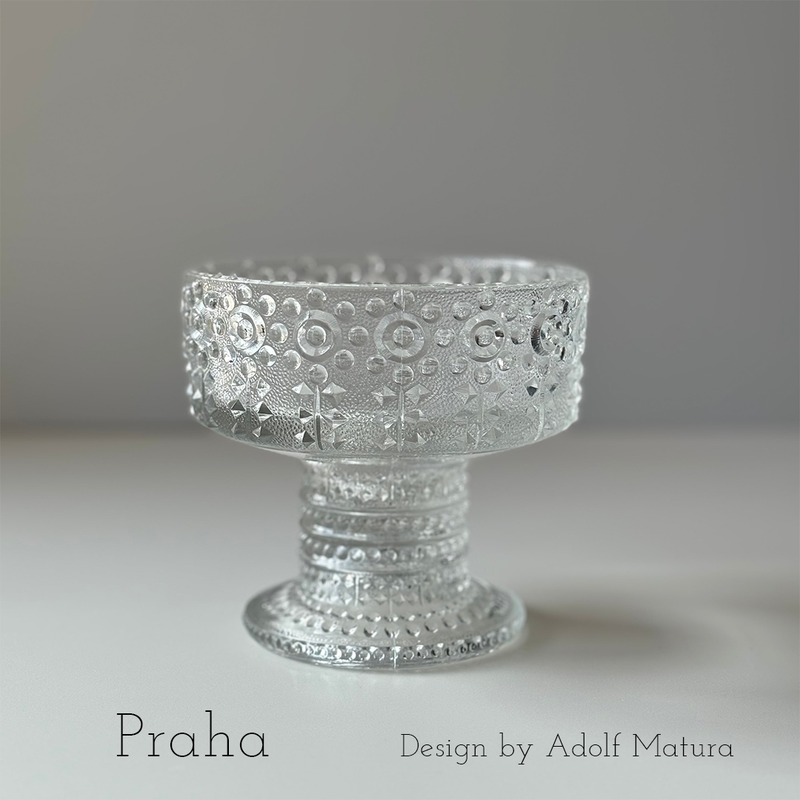Praha（プラハ）glass bowl │ チェコ ヴィンテージ ガラスボウル お花模様 クリア